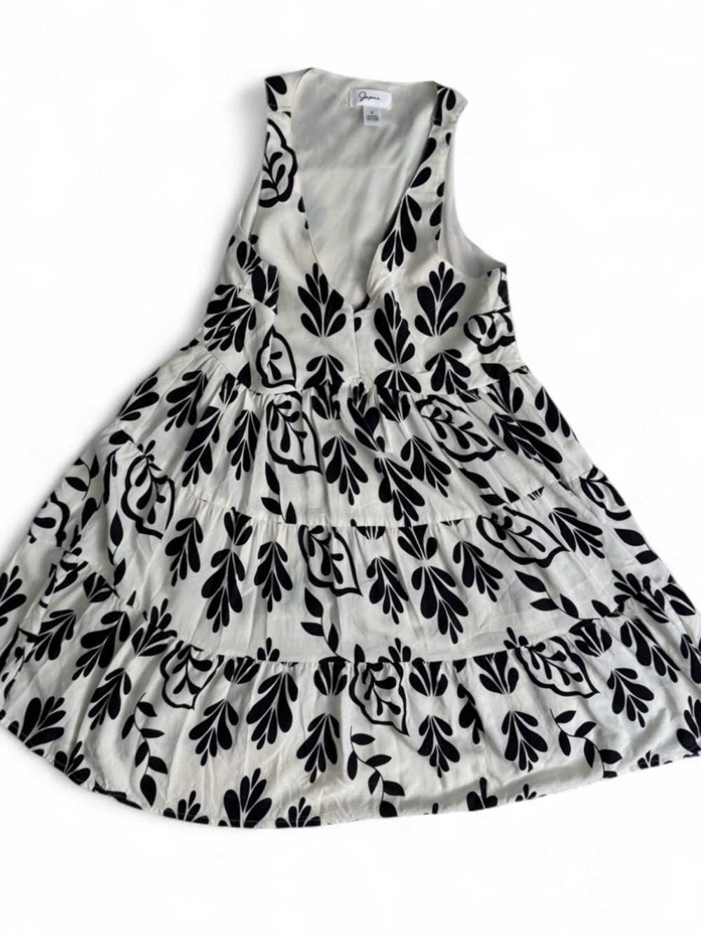 Japna White & Black Floral Tiered Dress
